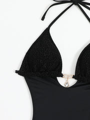 Voguable Sexy Black Swimwear Trikini Women Push Up Lace Up Backless One Piece Swimsuit Summer Bathing Suit Swimming Suit Momokini 2024 voguable