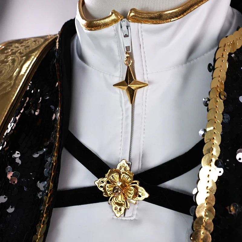 Rumi Zoey Mira Cosplay KPop Demon Hunters Cosplay Costume Wig Women Black Golden Suit Halloween Party Role Playing Outfit voguable