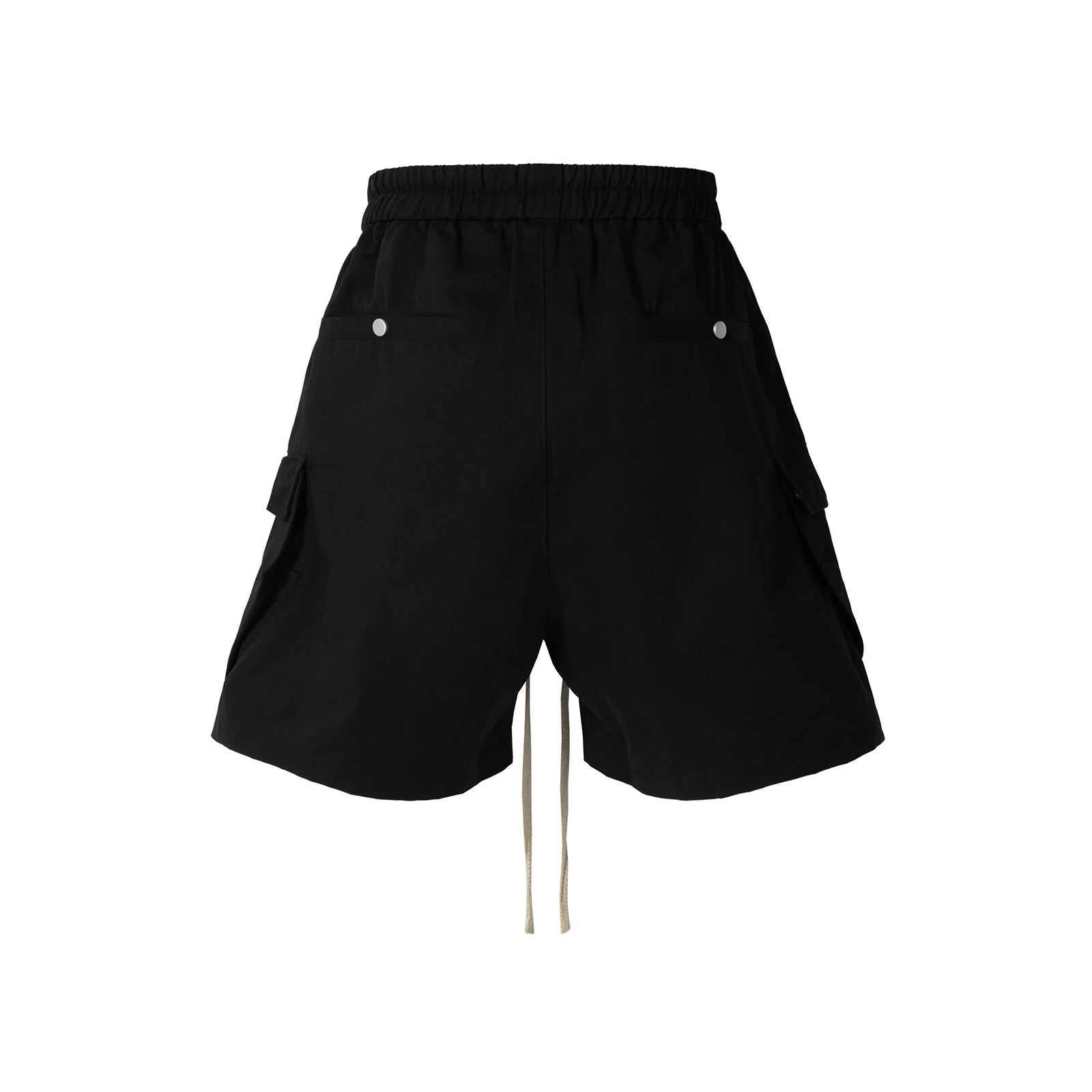 Ro Style Multi-pockets Drawstring Black Cargo Pants for Men Streetwear Baggy Casual Knee Lenght Pants Oversized Loose Cargo voguable
