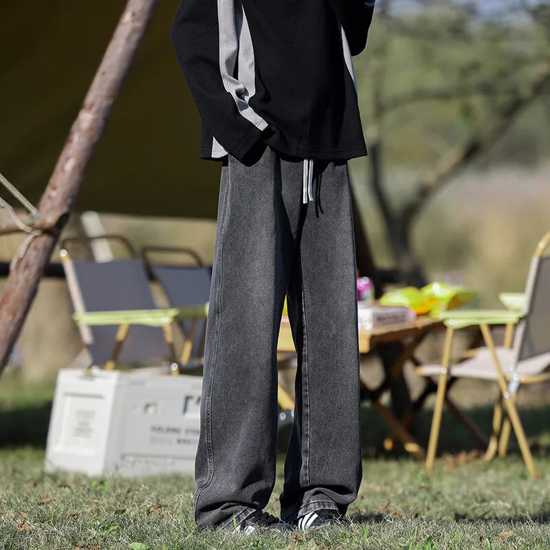 Men Classic Jeans Spring Loose Wide Leg Floor Length Elastic Waist Plus Size8XL Trendy Oversized Comfort Casual Fashion Hot sale voguable