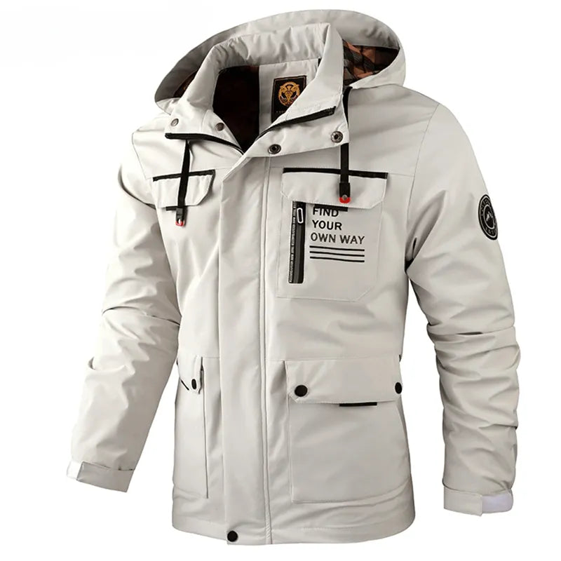 Fashion Men's Casual Windbreaker Jackets Hooded Jacket Man Waterproof Outdoor Soft Shell Winter Coat Clothing Warm Plus Size voguable
