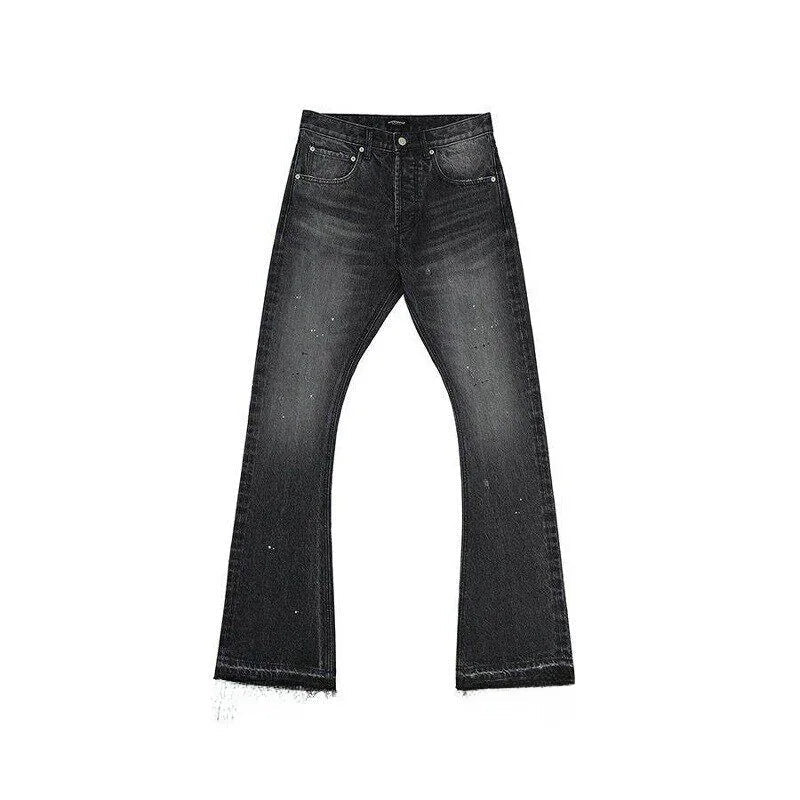 Voguable  Retro Washed American Style Graffiti Distressed Wide Leg Jeans Men Women Loose Fit Long Trousers Casual Straight Cut Pants voguable