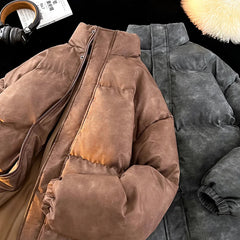 Hip Hop Winter Fleece Fluffy Jacket Streetwear Harajuku Fuzzy Zipper Coat Men Autumn Solid Color Lightweight Jackets Black gotmes-shop