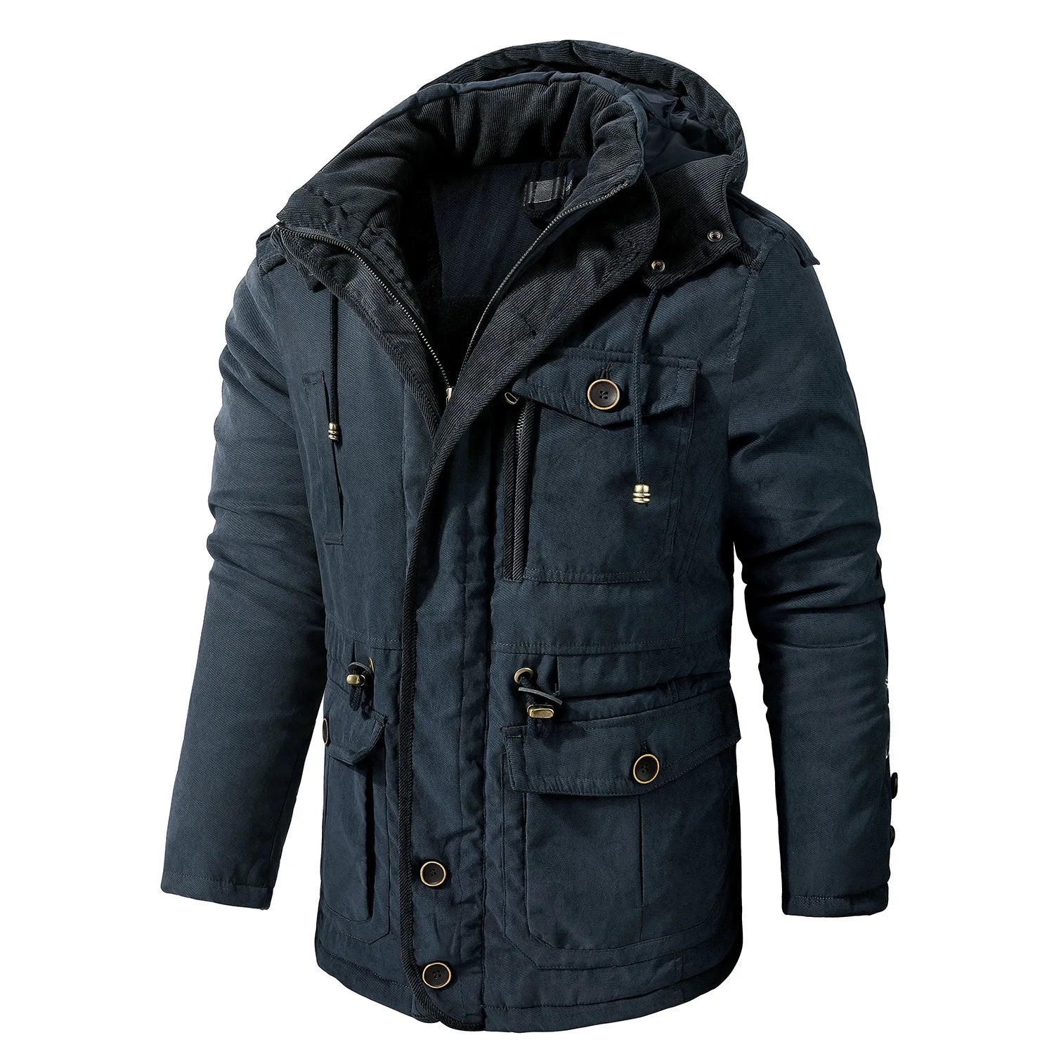 Winter Fleece Parkas Men Warm Windproof Jackets Thick Hooded Parka Coat Mens Fur Linner Outerwear Casual Cotton Padded Jacket voguable