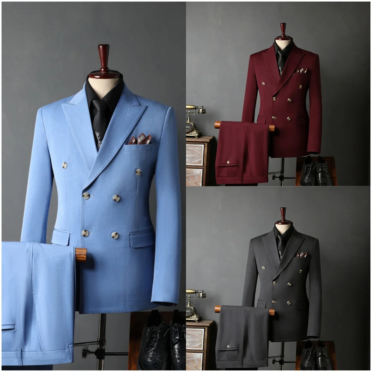 Voguable  New Classic Business Men's 2-Piece Suit Jacket Pants Slim Fit Groom Formal Event Men Clothing Temperament Wedding Dating Office voguable
