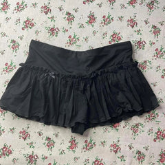 Voguable  Aesthetic Satin Cute Skirt Punk Lace Harajuku White Y2K Bottoms Sweet Emo Girls Goth Casual Fairy Sexy Cute Princess Cake Skirts voguable