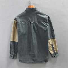 Voguable Spring New Cargo Casual Patchwork Shirt Men Big Pockets 100% Cotton Four Seasons Men Clothing Oversize voguable