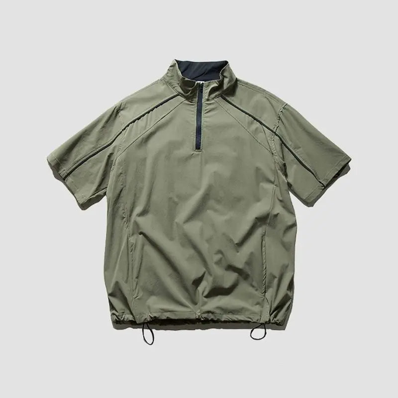 Voguable  Summer Outdoor Sports Men's Casual Faionable f Zipper ort Sve Stand Collar Cycling T-irt Top for Men And Women voguable