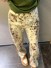 Baggy Wide Leg Jeans Women High Waisted Retro Leopard Print Straight Jeans High Street Streetwear Y2k Vintage Denim Trousers voguable