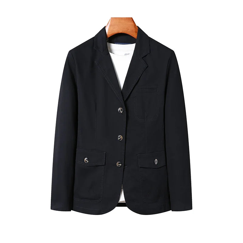 Men's Premium Suit Jacket Spring Autumn Casual Workwear Pure Cotton Jacket Men's Korean Version Slim Fit Loose Plus Size Suit voguable