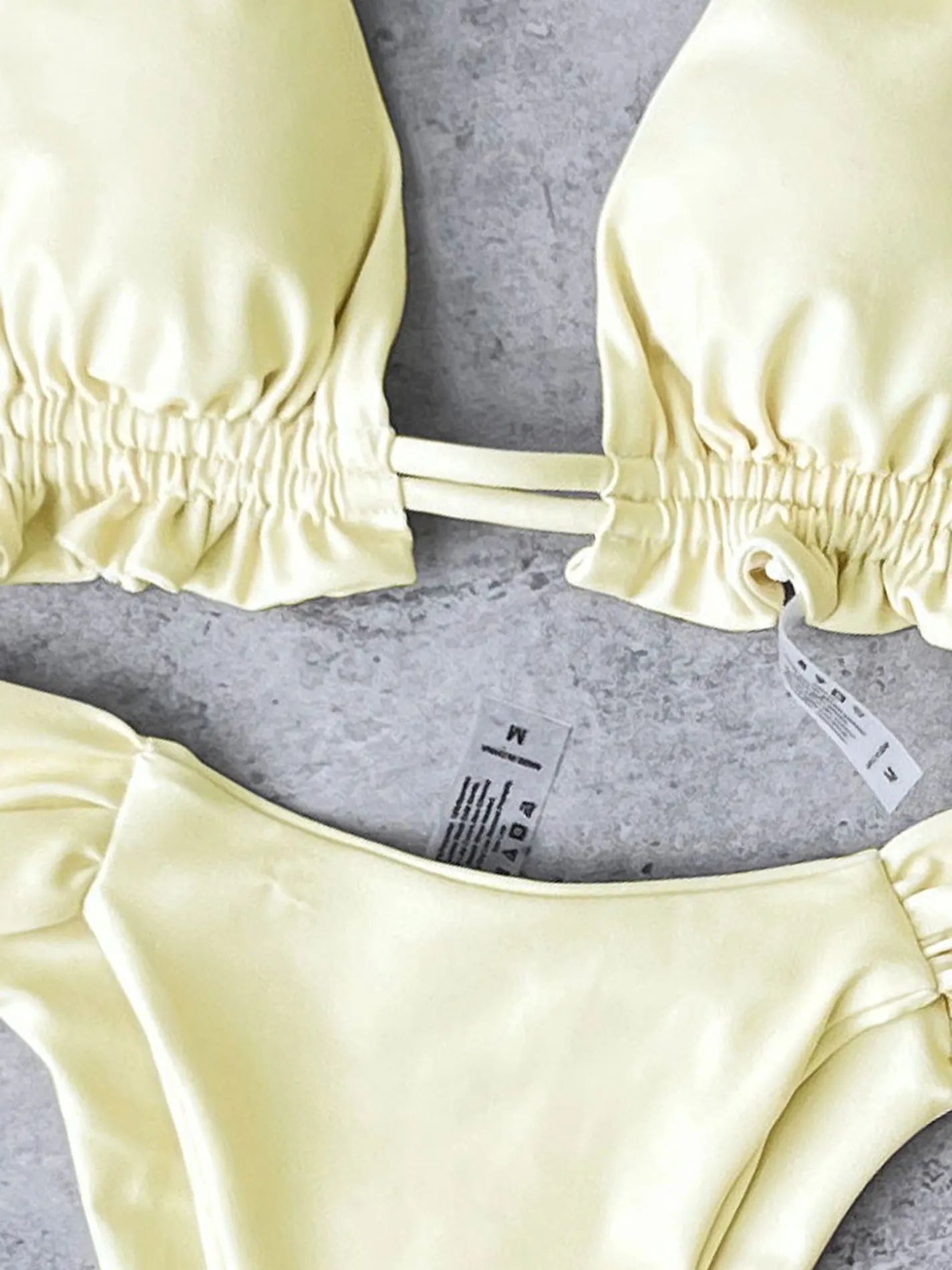 Voguable  Sexy Triangle Bikini Women Yellow Metal 3D Snake Strap Push Up Pleate Thong Swimsuit Summer Bathing Suit Bandage Swimwear voguable