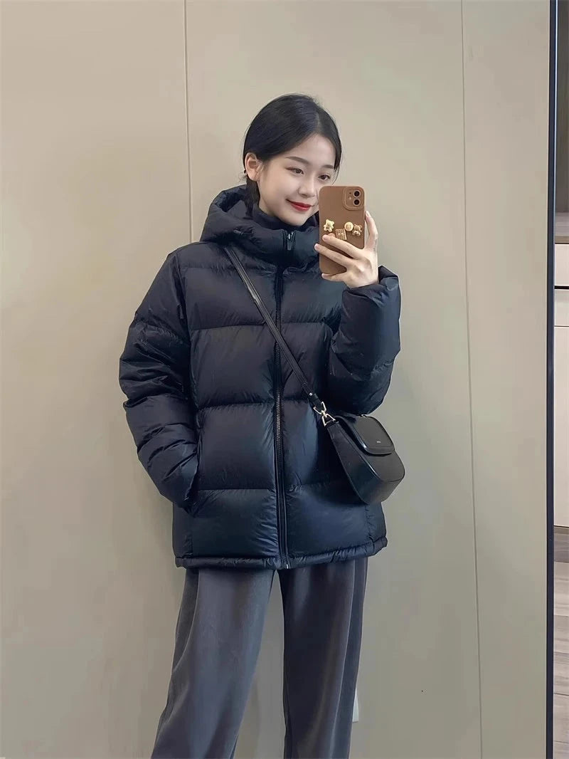 Zoki Winter Cute Pink Puffy Parkas Women Warm Thick Long Sleeve Sweet Cotton Coat Casual Stand Collar Preppy Style Korean Jacket voguable