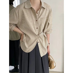 Voguable Vintage Striped Long Sleeve Shirt Woman Oversized Button Up Blouses Japanese Style Harajuku Fashion Spring Casual 2024 voguable