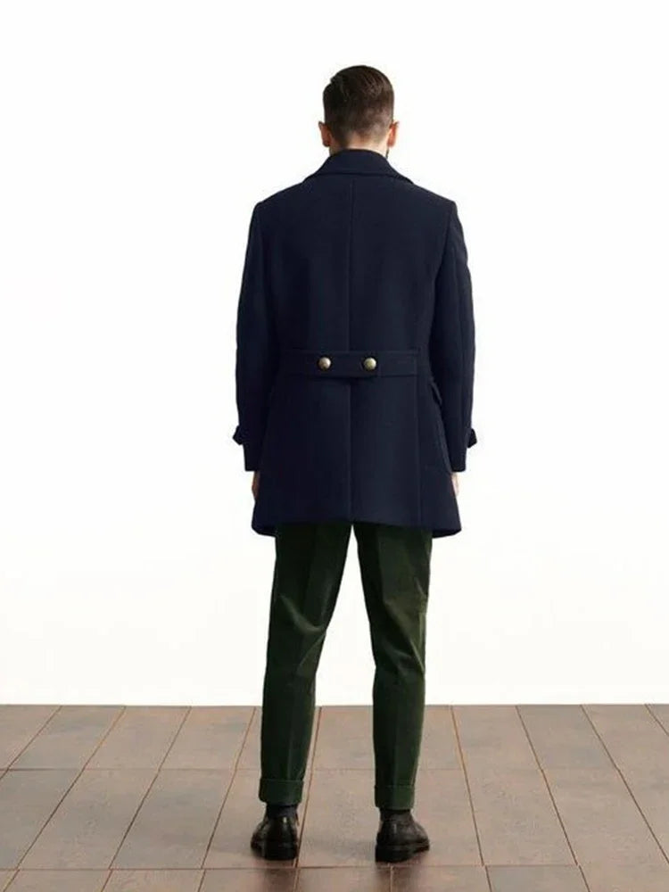 New European and American clothing, British men's medium length long sleeved woolen coat, autumn winter   coat voguable