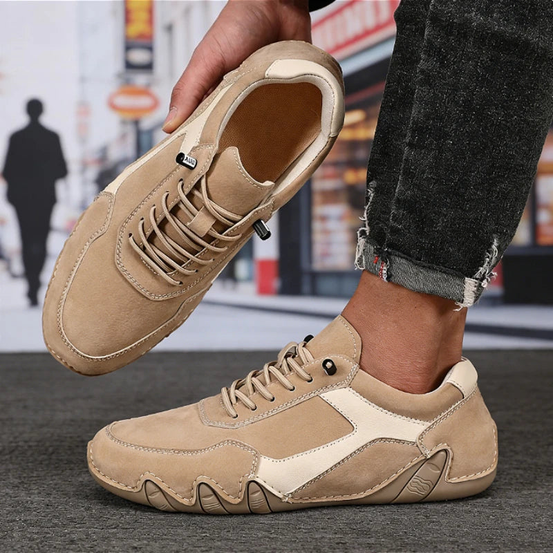 Voguable  New Men's Flat Casual Shoes Handmade PU Leather Comfortable Loafers Outdoor Retro Anti Slip Workwear Shoes Men Zapatillas Hombre voguable