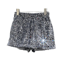 Voguable  Europe and America Sequined Black Shorts Slim Suede Embroidered Beads Grey Casual Pants Women's Hot Pants voguable