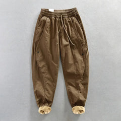 Voguable Winter New 100% Cotton Cargo Velvet Men's Winter Pants Comfortable Thickened Soft Keep Warm Retro Street Trousers voguable
