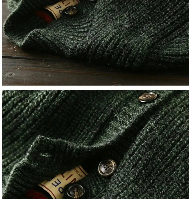 American High-end Knit Cardigan Men's Stand Collar Sweater Cardigan Korean 2025 New Spring Autumn New Sweater Button Jacket Chic voguable