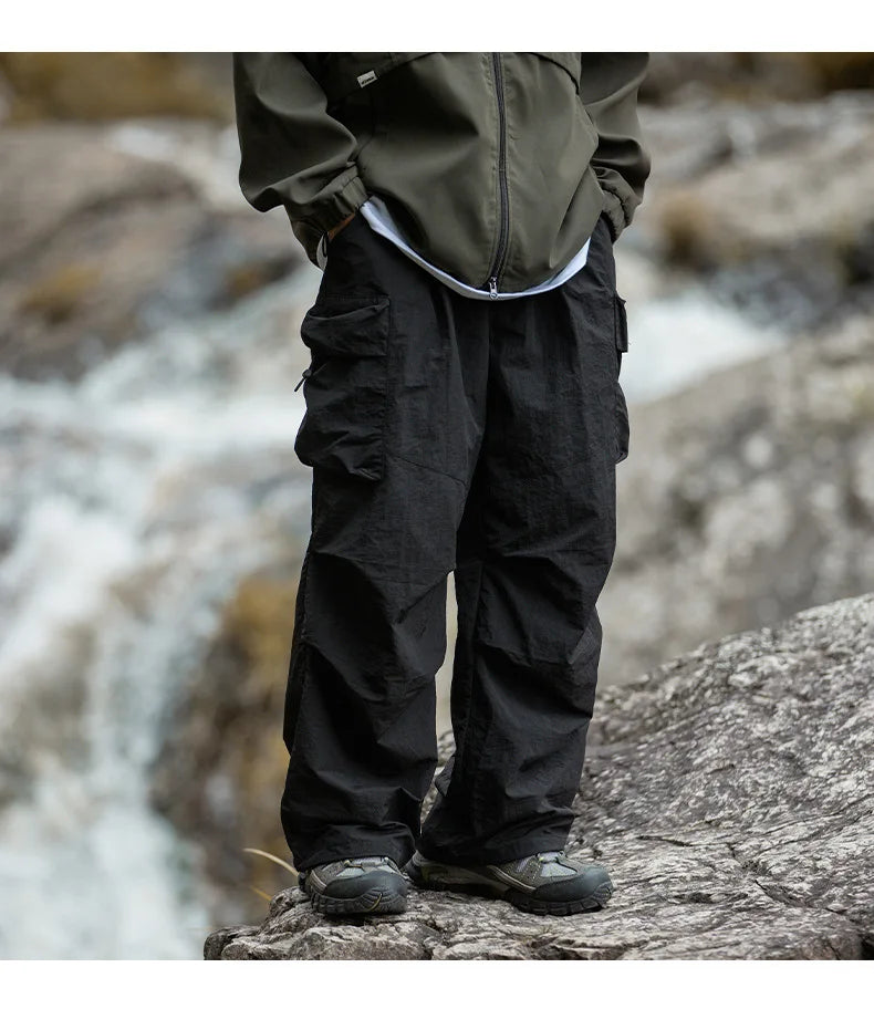 Voguable Parachute Cargo Pants Men Oversize Outdoor Casual Trousers Male Waterproof Pants Man Japanese Streetwear Hip Hop voguable