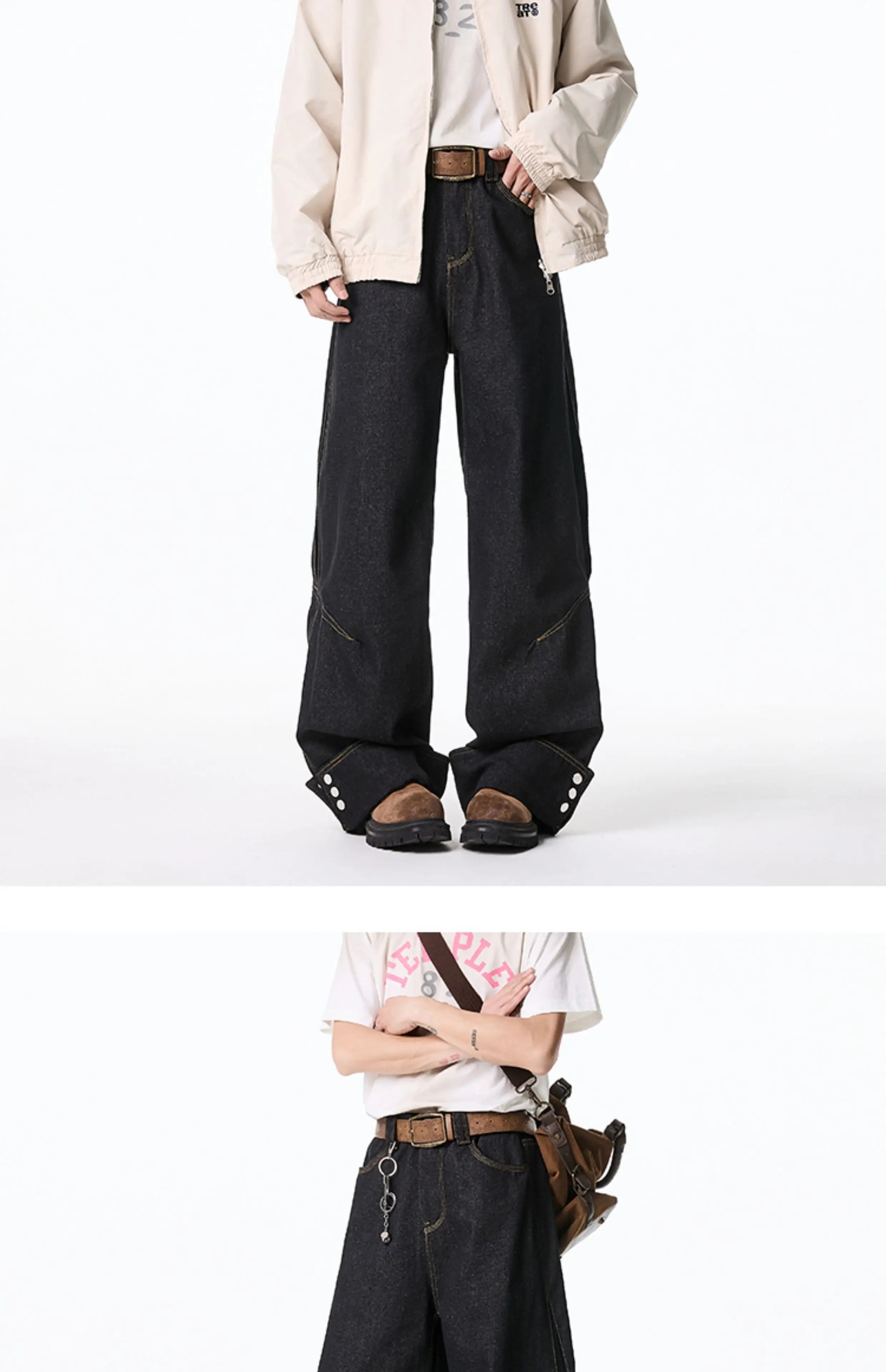 Floor jeans men Wide Leg Denim Pants Baggy Low Waist Boyfriend Jeans Personality design Loose Fit Jeans Cyber Grunge Streetwear voguable