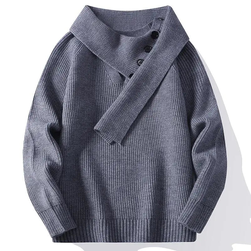 Voguable  Winter/Autumn Trendy Scarf V-neck Men's Knitted Sweater High Street Korean Style Fashion Youth Hoodies voguable