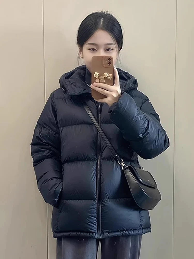 Zoki Winter Cute Pink Puffy Parkas Women Warm Thick Long Sleeve Sweet Cotton Coat Casual Stand Collar Preppy Style Korean Jacket voguable