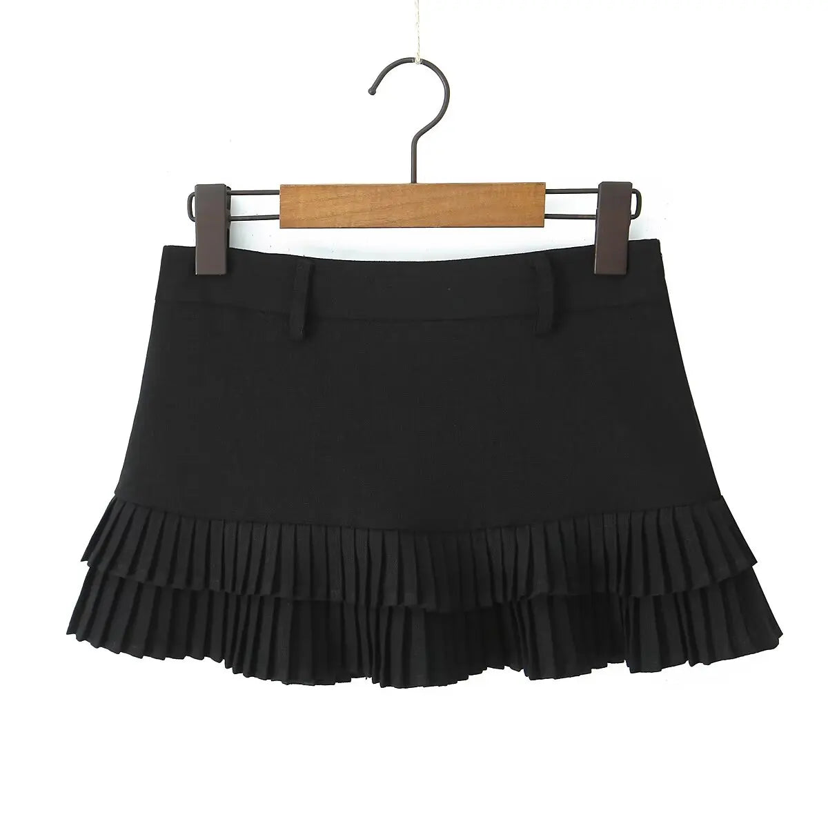 Cool Girl Y2K Pleated Mini Skirt Sexy Low Waist Short Skater Skirts With Shorts Lining voguable