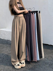 Voguable Simple Women Suit Pants Casual Elastic High Waist Summer Korean Office Ladies Trousers Fashion Solid Female Pants voguable