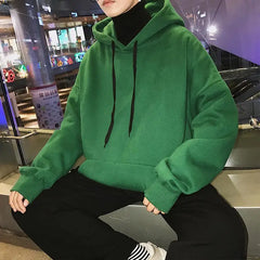 Autumn Winter New Fashion Hoodies Long Sleeve Drawstring Solid Sweatshirts Men's Clothing Loose Chic All-match Pocket Korean Top voguable