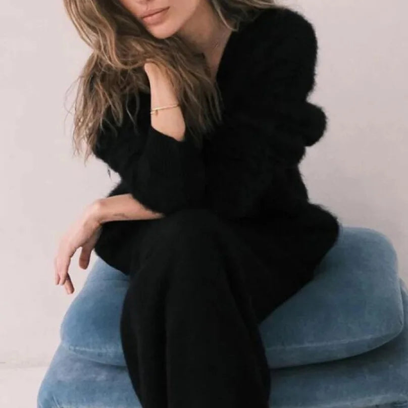 Sexy Cardigans Women Korean Fashion Vintage Knit Loose Sweaters Women Black Long Sleeve Top Knitted Button Up Pink Top Mohair Pbong