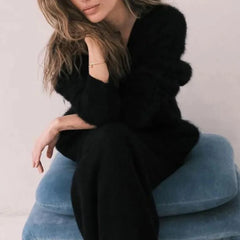 Sexy Cardigans Women Korean Fashion Vintage Knit Loose Sweaters Women Black Long Sleeve Top Knitted Button Up Pink Top Mohair Pbong