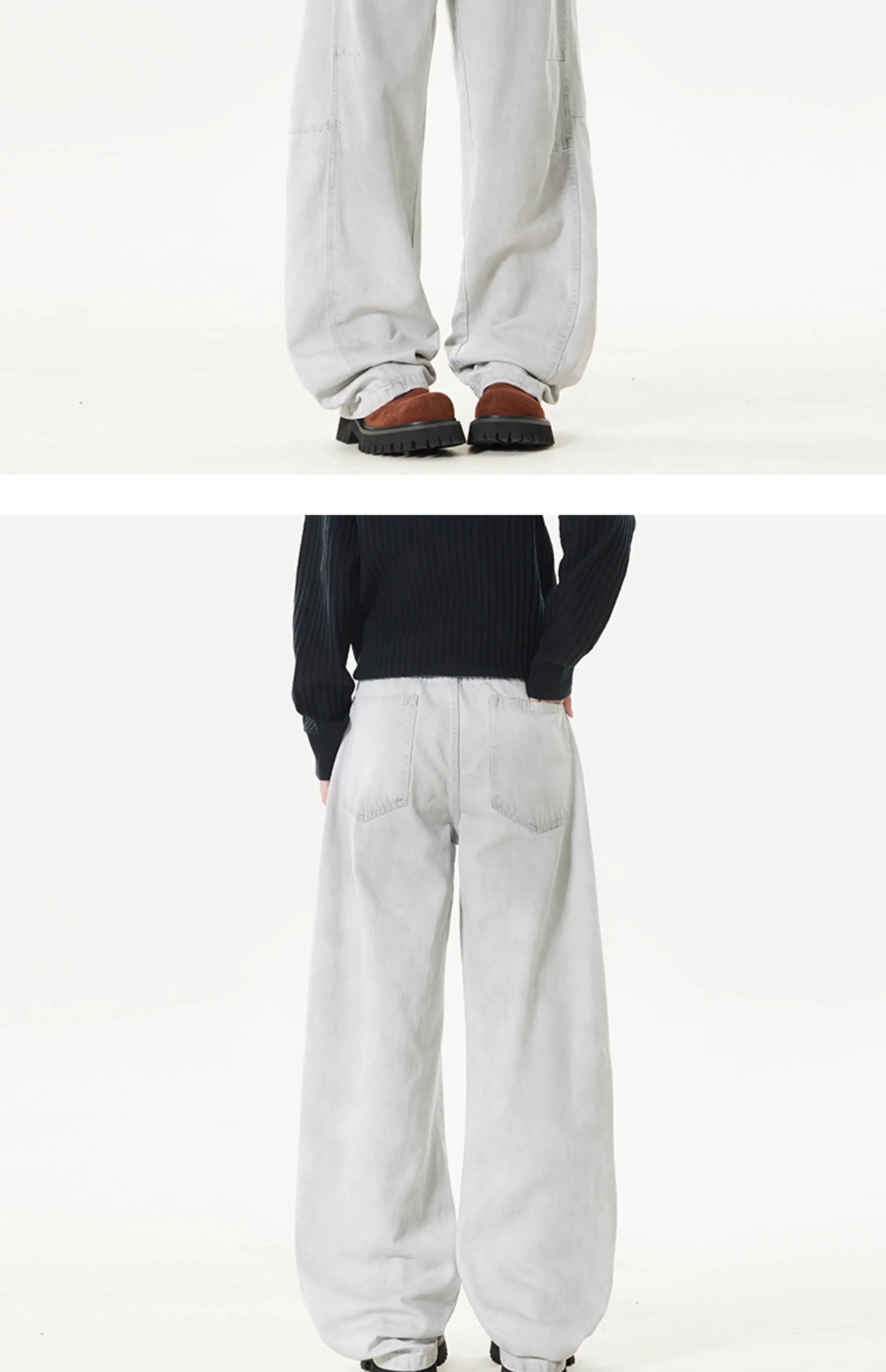 2025 Spring Men Denim Pants Straight Droop Vintage Loose Bottom Straight Wide Leg Casual Male Trousers Korean Style baggy jeans voguable