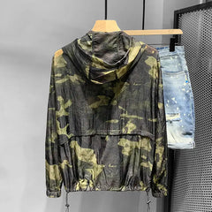 Voguable  Sunscreen Clothes for Men's in Summer New Pattern Cardigan Hooded Camouflage Thin Style Fashion All-match Outdoors Coats voguable