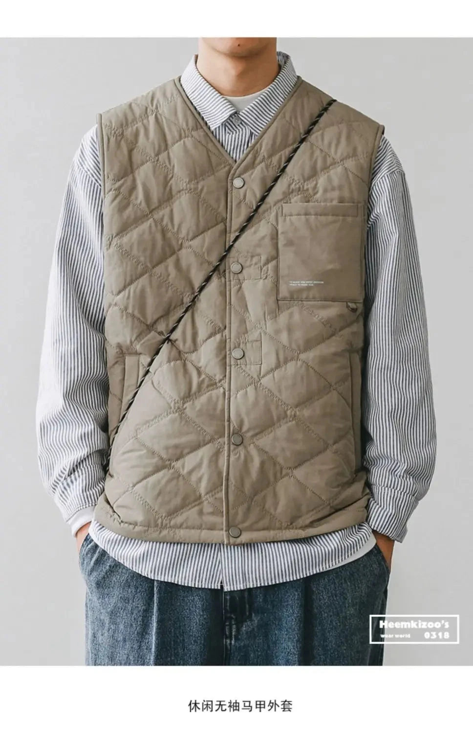 Cotton-layered Fashionable Vest Men with Autumn Winter Simple Casual Light Heated Inner Vest Cardigan Work Vest Top Aesthetic voguable