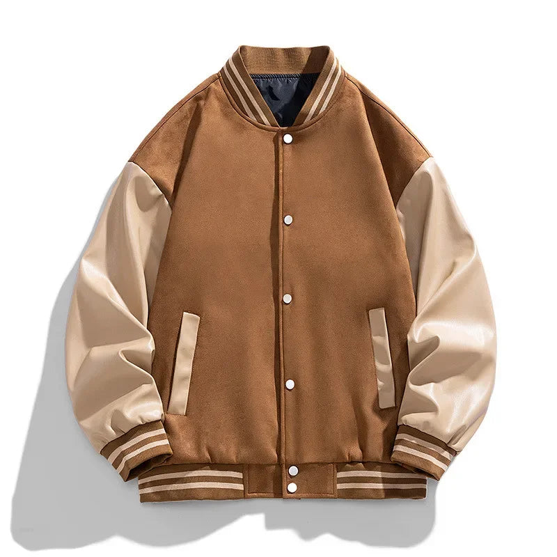 Bomber Wool Coat Premium Varsity Leather Wool Jacket High Street Jacket Men's Varsity Baseball College Leather Sleeves voguable