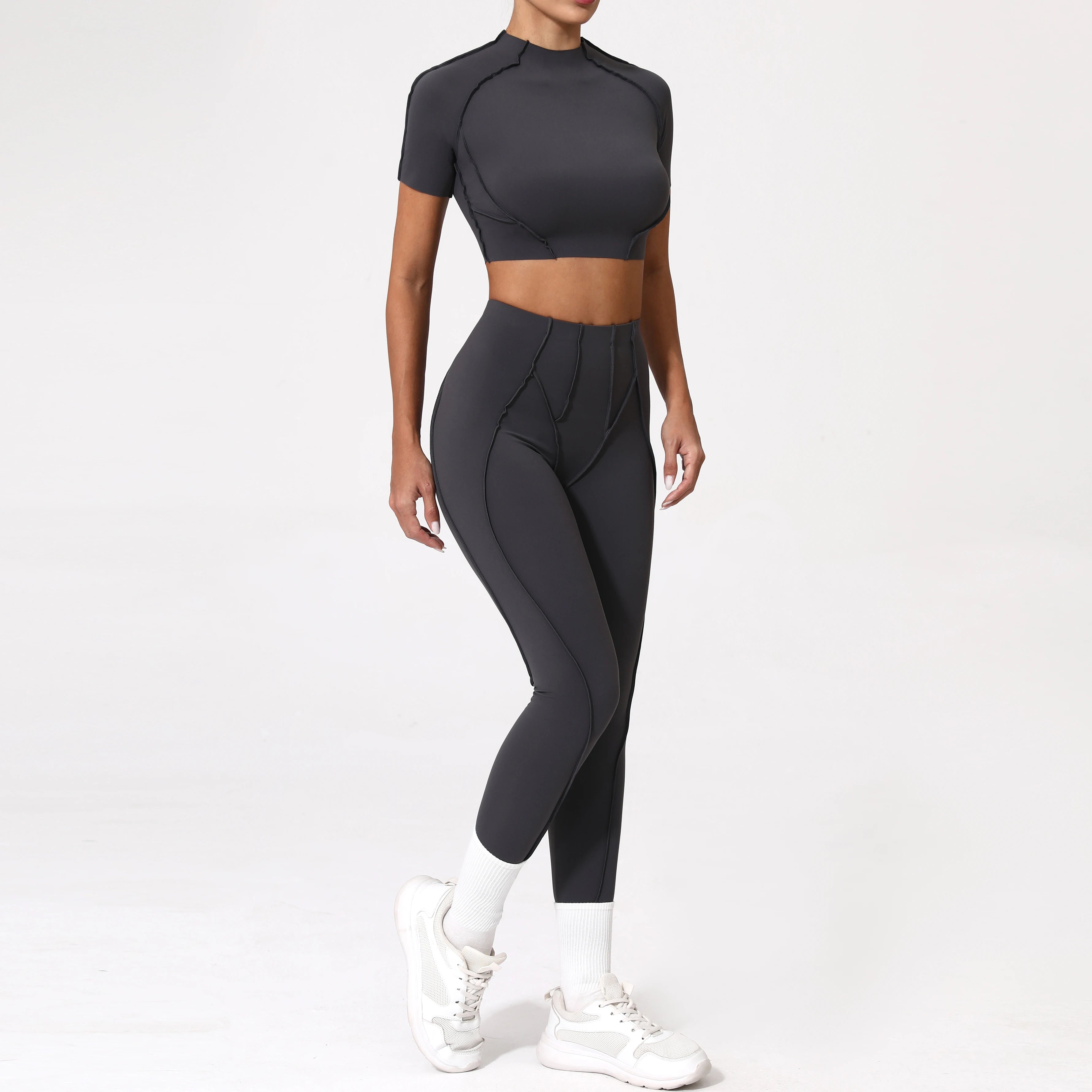 Voguable  2PCS Yoga Suit Sports Set Women Quick-Drying Gym Set Women Tracksuit Running Workout Long Sleeve Sports Shirt Yoga Clothing voguable