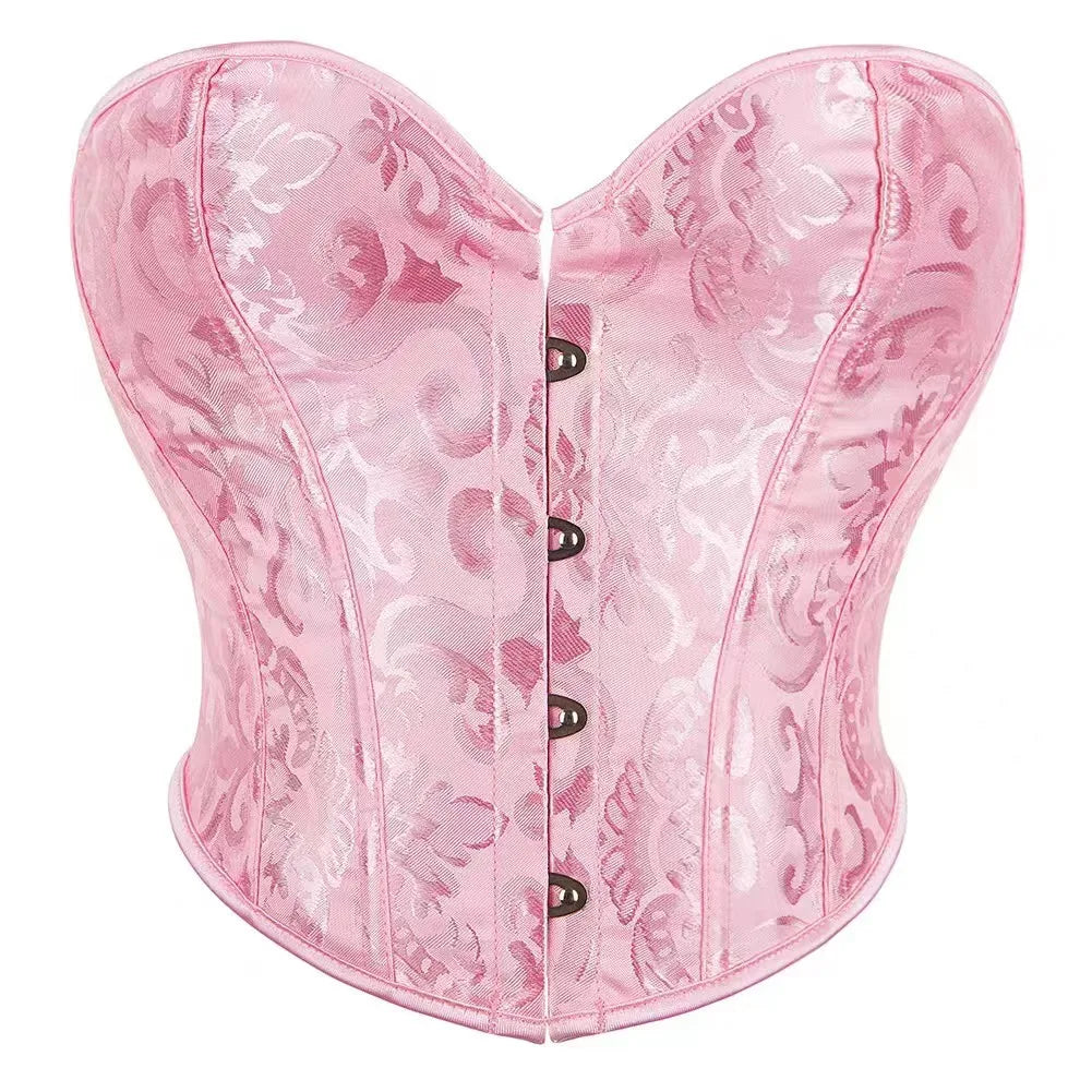Voguable New Stylish Short Torso Waist Trainer Corset Bustier Crop Tank Top Corselet Pink White Green Red Beige Korset voguable