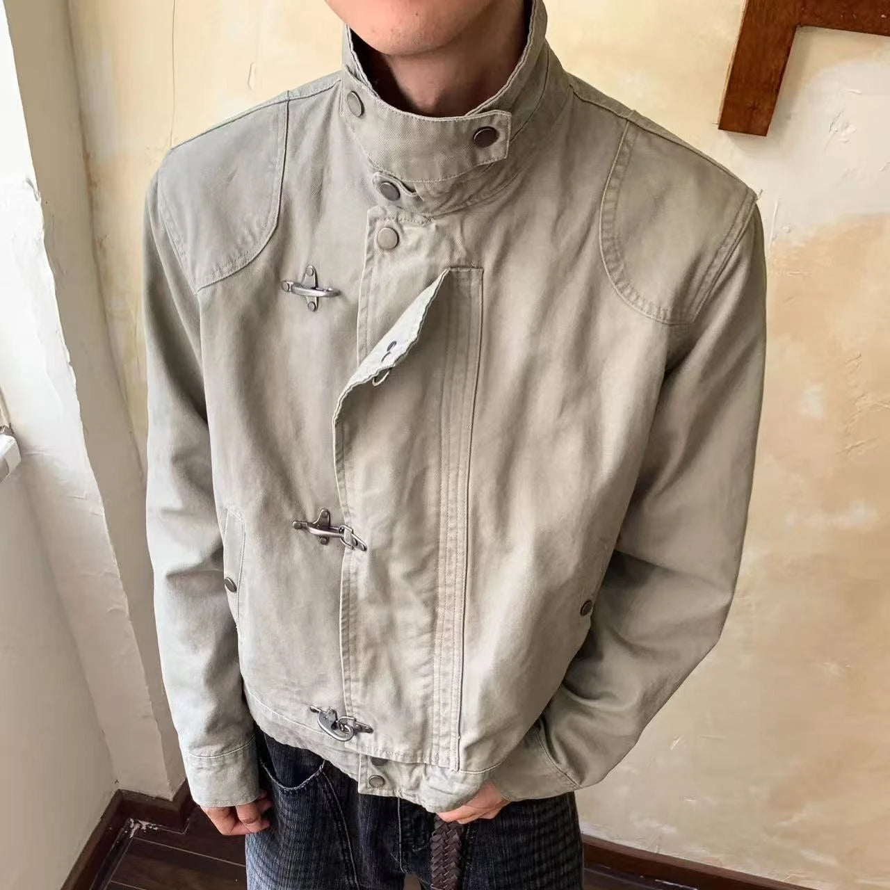 Voguable  Vintage 90s Harajuku Aesthetic Streetwear Button Hooded Sweatshirts Grunge Stand Neck Jacket Y2k Casual Outfit Street Wear New voguable