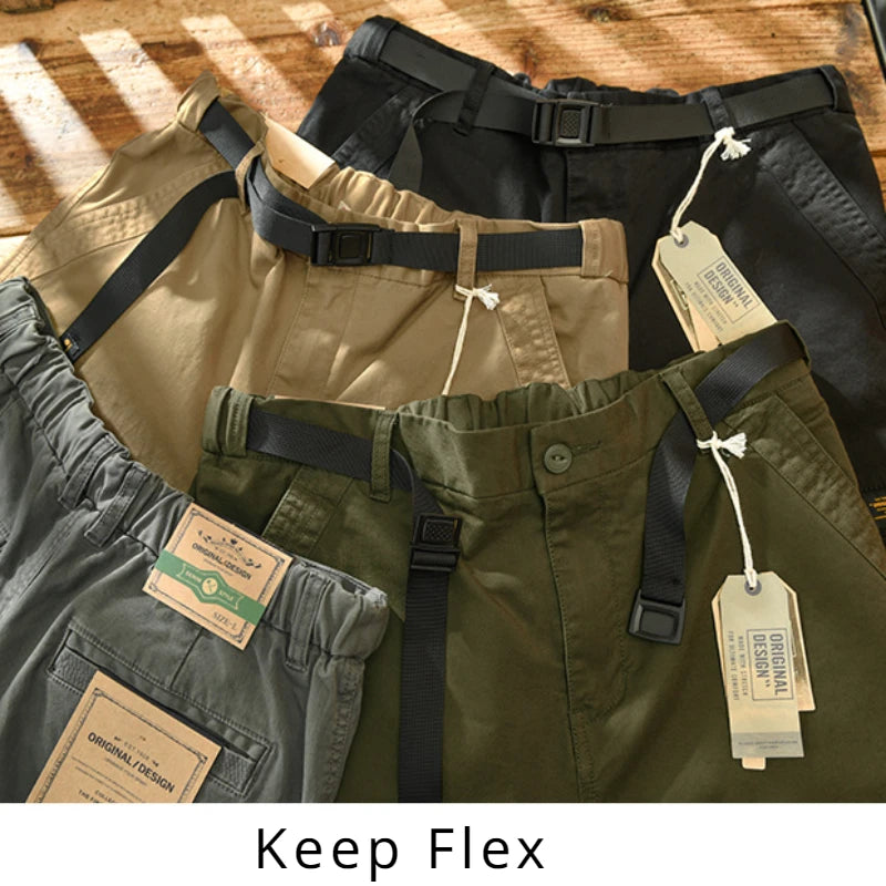 Voguable Spring Autumn New Men Cotton Solid Color Loose Cargo Pants Men Clothing Big Pockets Joggers Men Streetwear voguable