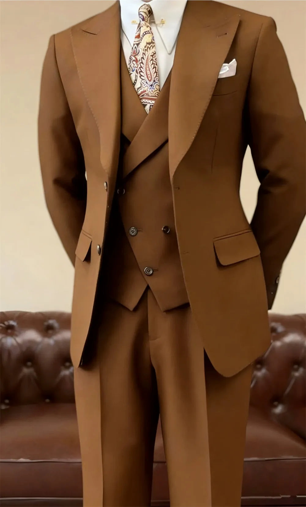 Voguable  Luxury Black Men's Suits 3 Pcs Fashion Groomsmen Suit Slim Fit Bespoke Formal Office Event Men's Suit Jacket+Vest+Pants voguable