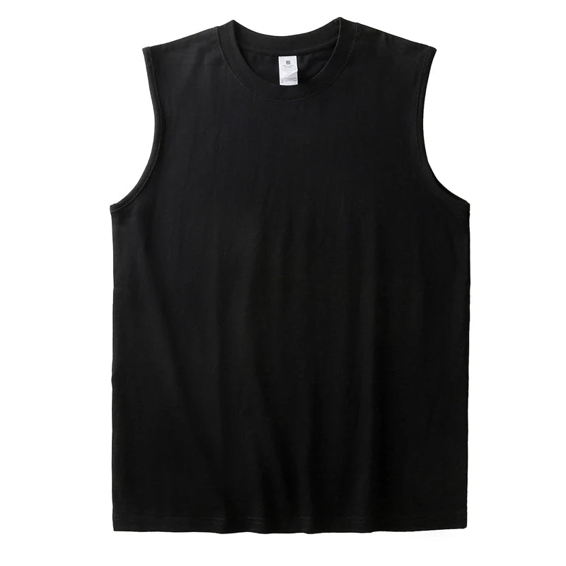 2pcs Solid Color Cotton Vest Men's White O-Neck Loose Sleeveless T-shirt Basic Models All-match Sports Running Tank Tops voguable