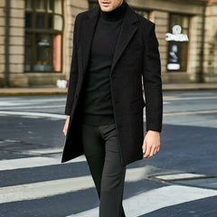 Autumn Winter Man Wool Jackets Lapel Coat Casual Clothing Trench Single-Breasted Thickness Men's England Style voguable
