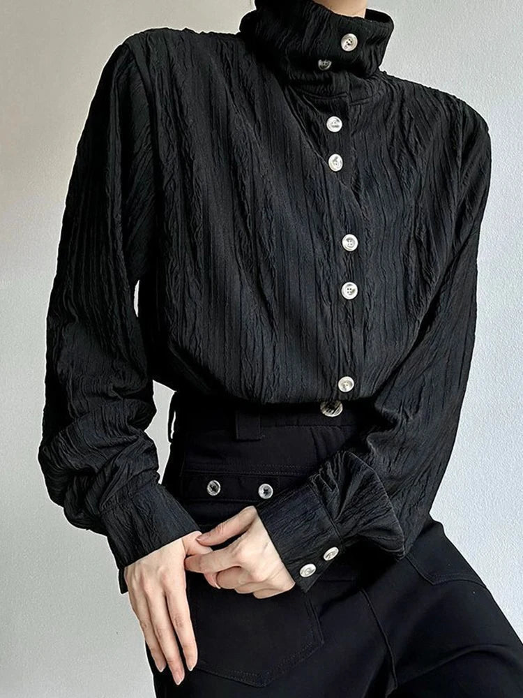Vintage Stand Collar Y2K Shirt Women Loose Harajuku Long Sleeve Blouse Fall Retro American Streetwear Casual Bf Tops New voguable