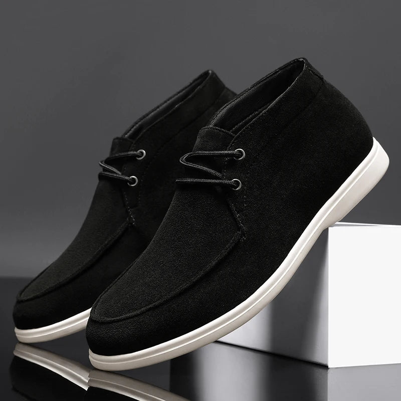 Voguable  Men Suede Leather Loafers Slip-on Platform Driving Shoes Lightweight Casual Khaki Breathable Leisure Footwear Comfort Flexible voguable