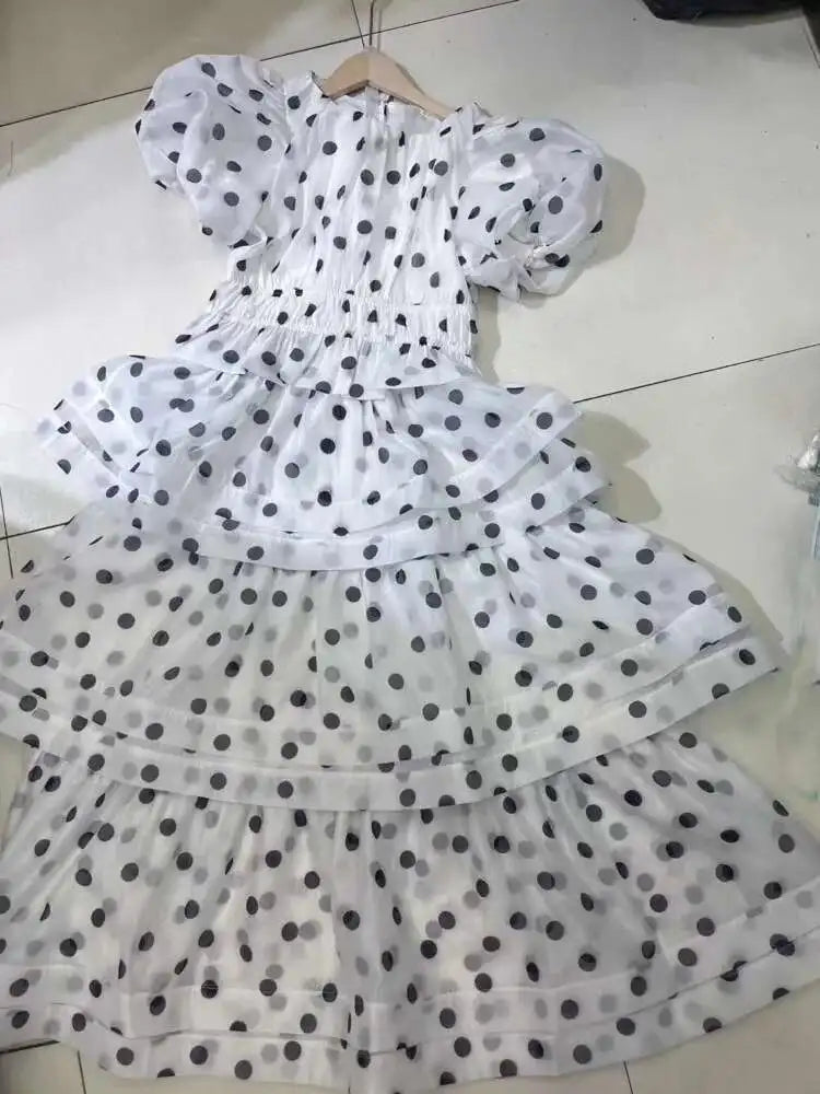 Fashion printing folds 2 piece set Women's puff sleeve tops High waist skirt suit 2025 summer new tide voguable