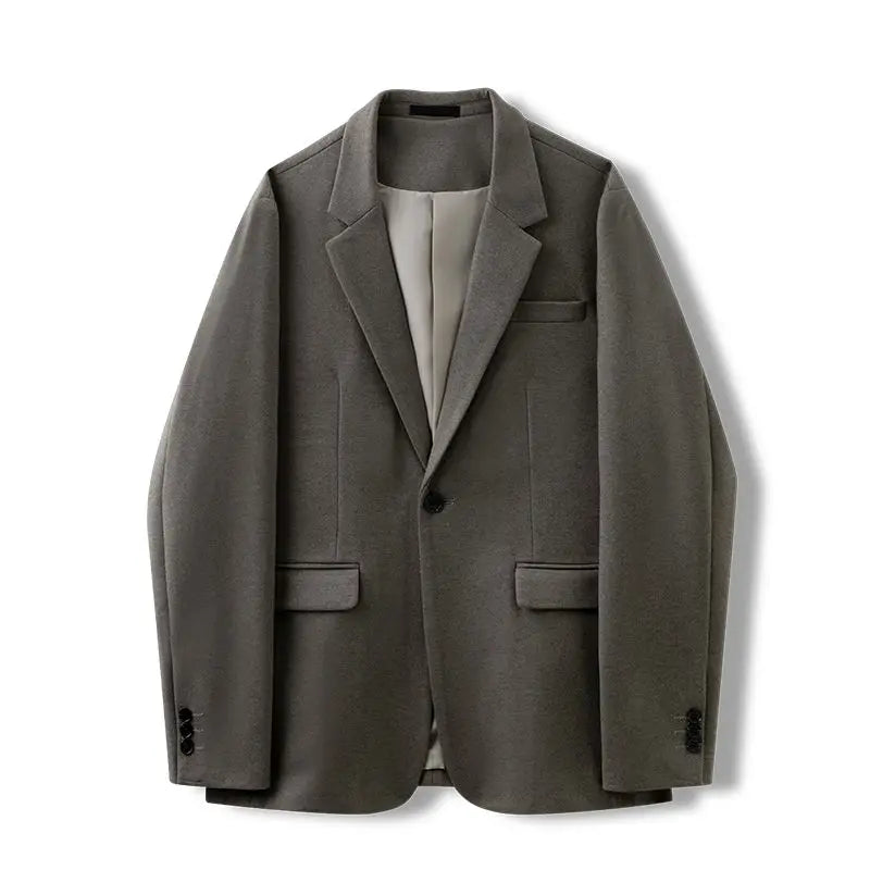Simple Button Wooolen Coat Casual Wool Suit Jacket Men's Autumn Winter American High-end Business Casual Thick Wool Suit Top voguable