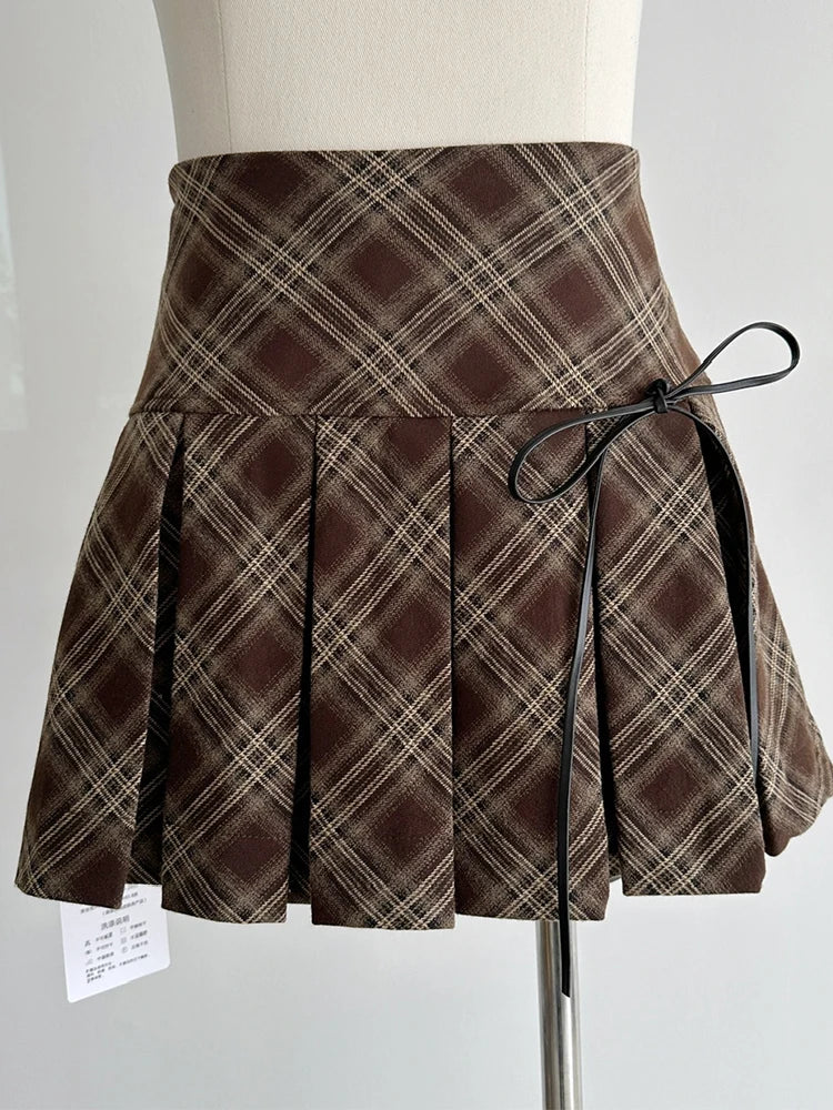 Winter Women Preppy Vintage Mini A-line Pleated Micro Plaid Skirt Gyaru 2000s Aesthetic Y2k Streetwear Grunge Fairycore Hot Sexy voguable