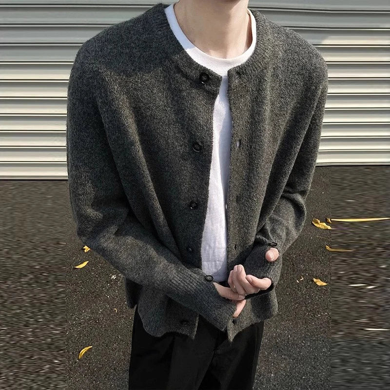 New American Style Men Cardigan Luxury Knitted Button-down Solid Color Long Sleeve Sweater Jacket Casual High Quality Knitwear voguable