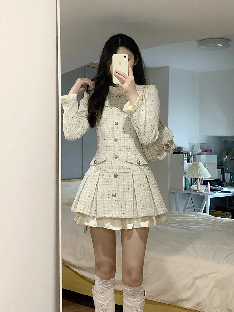 Voguable  White Slim Waist Polo Women Dresses New Spell Color Single Breasted Elegant Fashion Female Dress Simple Casual Streetwear voguable