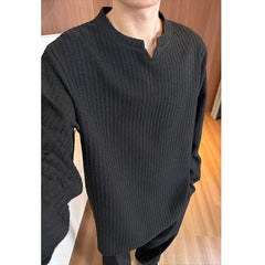 Spring Long Sleeved T-shirt Men V-neck T Shirt Men Streetwear Korean Loose Casual Pullover T Shirt Mens Top Large Size 5XL voguable